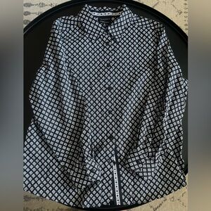 Wrinkle Free Foxcroft Blouse Size -16W Black / White